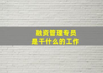 融资管理专员是干什么的工作