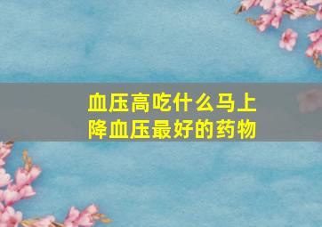 血压高吃什么马上降血压最好的药物