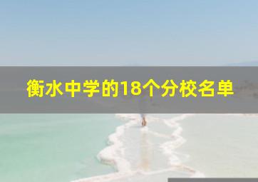 衡水中学的18个分校名单