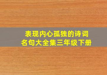 表现内心孤独的诗词名句大全集三年级下册