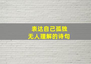 表达自己孤独无人理解的诗句