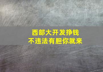 西部大开发挣钱不违法有胆你就来