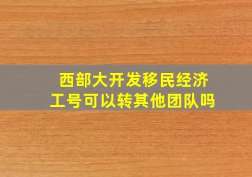 西部大开发移民经济工号可以转其他团队吗