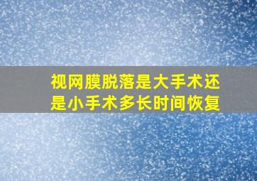 视网膜脱落是大手术还是小手术多长时间恢复