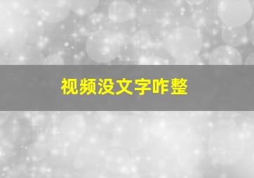 视频没文字咋整