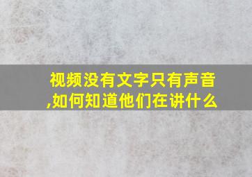 视频没有文字只有声音,如何知道他们在讲什么