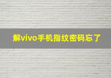 解vivo手机指纹密码忘了