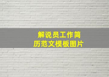 解说员工作简历范文模板图片