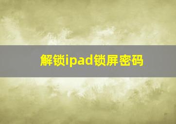 解锁ipad锁屏密码