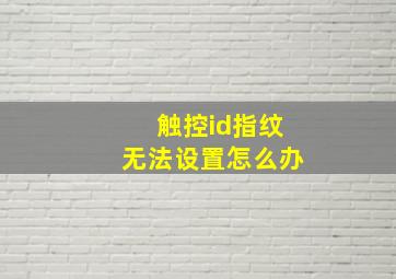 触控id指纹无法设置怎么办