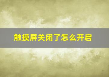 触摸屏关闭了怎么开启