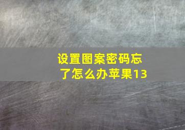 设置图案密码忘了怎么办苹果13