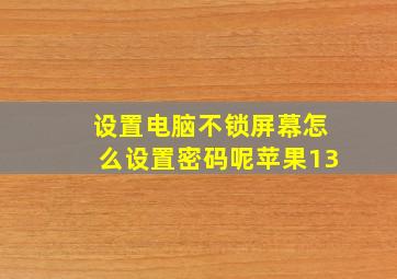 设置电脑不锁屏幕怎么设置密码呢苹果13