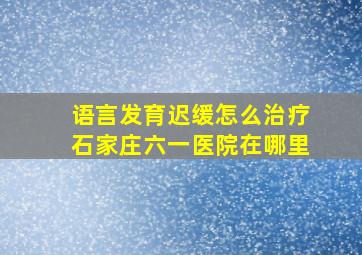 语言发育迟缓怎么治疗石家庄六一医院在哪里