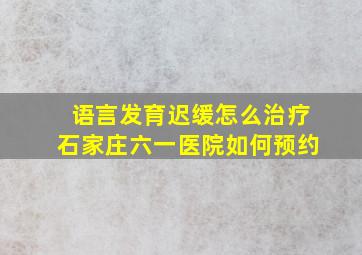 语言发育迟缓怎么治疗石家庄六一医院如何预约