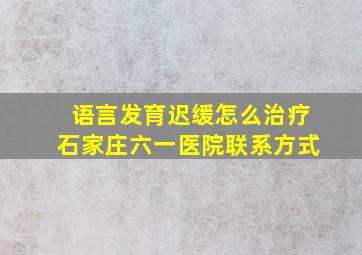 语言发育迟缓怎么治疗石家庄六一医院联系方式