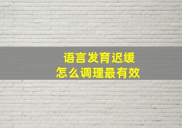 语言发育迟缓怎么调理最有效