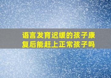 语言发育迟缓的孩子康复后能赶上正常孩子吗