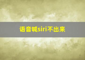 语音喊siri不出来