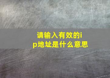 请输入有效的ip地址是什么意思