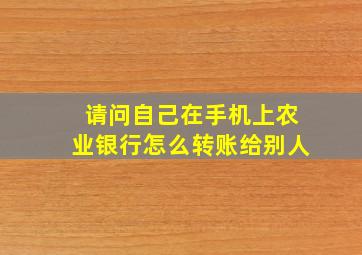 请问自己在手机上农业银行怎么转账给别人