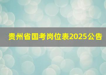 贵州省国考岗位表2025公告