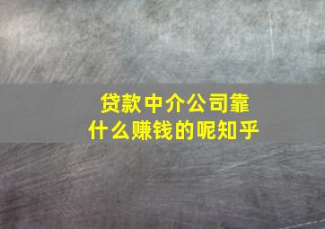 贷款中介公司靠什么赚钱的呢知乎