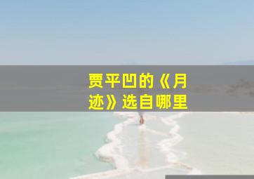 贾平凹的《月迹》选自哪里