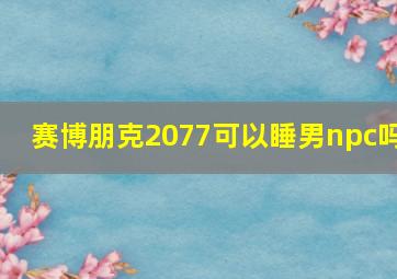 赛博朋克2077可以睡男npc吗