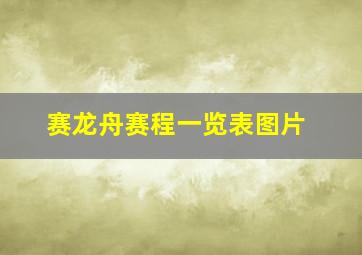 赛龙舟赛程一览表图片