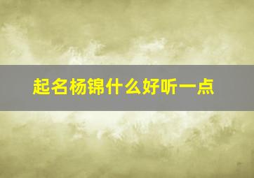 起名杨锦什么好听一点