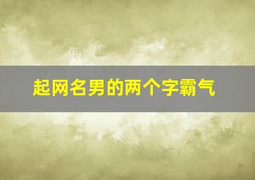 起网名男的两个字霸气