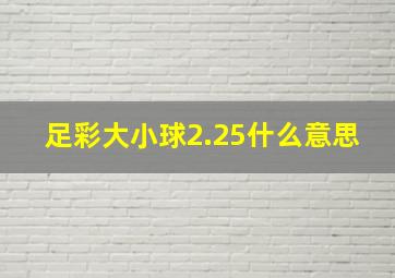 足彩大小球2.25什么意思