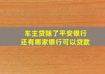 车主贷除了平安银行还有哪家银行可以贷款