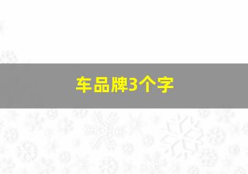 车品牌3个字