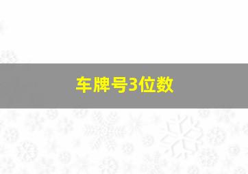 车牌号3位数