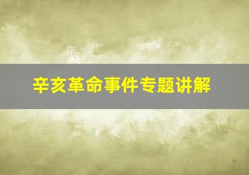 辛亥革命事件专题讲解