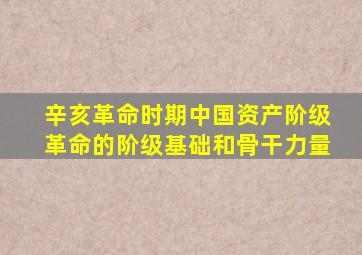 辛亥革命时期中国资产阶级革命的阶级基础和骨干力量