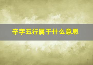 辛字五行属于什么意思