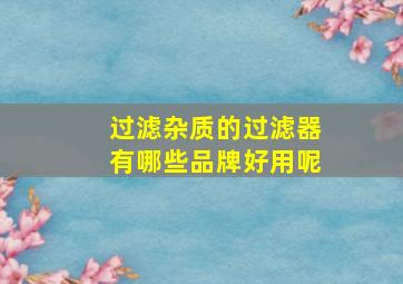 过滤杂质的过滤器有哪些品牌好用呢