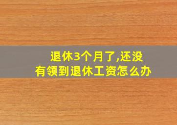 退休3个月了,还没有领到退休工资怎么办