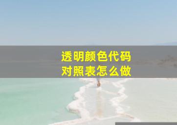 透明颜色代码对照表怎么做