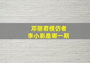 邓丽君模仿者李小影是哪一期