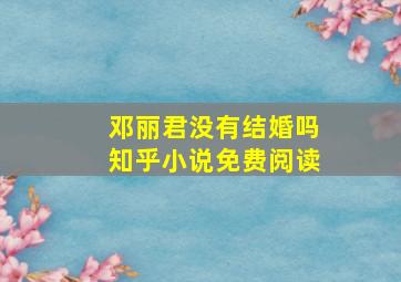 邓丽君没有结婚吗知乎小说免费阅读