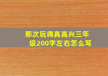 那次玩得真高兴三年级200字左右怎么写