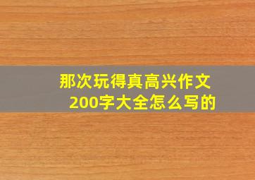 那次玩得真高兴作文200字大全怎么写的