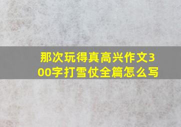 那次玩得真高兴作文300字打雪仗全篇怎么写