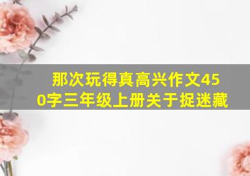 那次玩得真高兴作文450字三年级上册关于捉迷藏