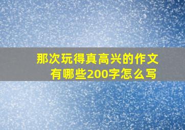 那次玩得真高兴的作文有哪些200字怎么写