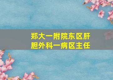 郑大一附院东区肝胆外科一病区主任